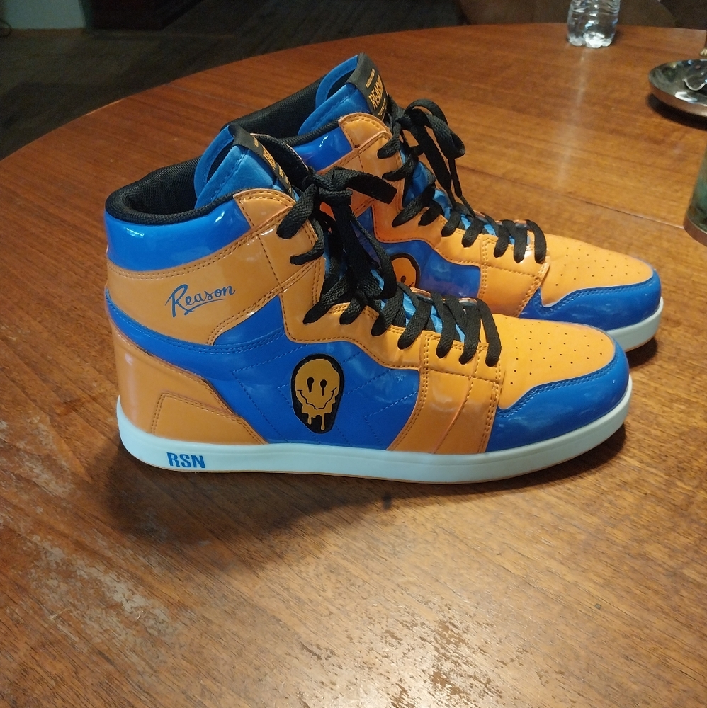 Reason Blue and Orange High-Top Sneakers